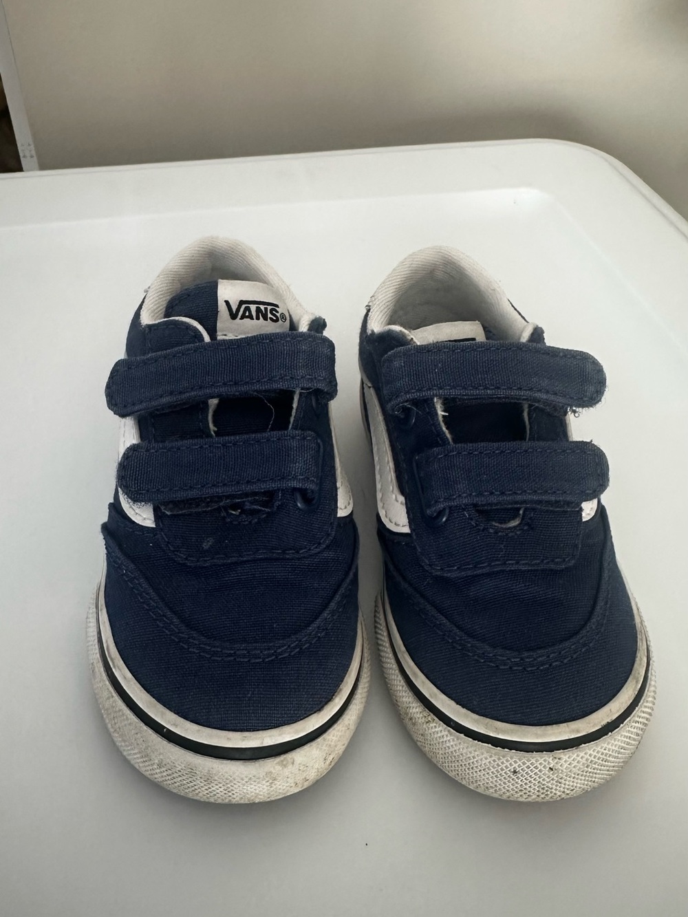 Vans Kids Navy and White Velcro Sneakers